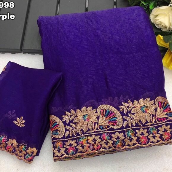 SATIN SAREE - Picture 7 of 12